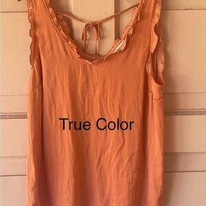Orange Ruffled Tie in the Back Sleeveless Top